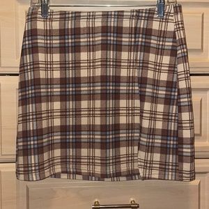 Plaid Slit Mini Skirt